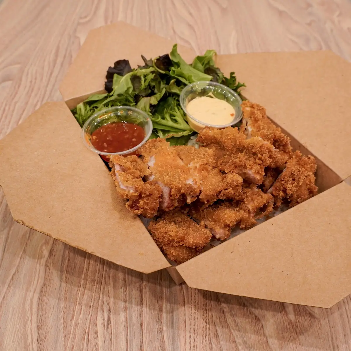Fresh Mix Salad with Katsu