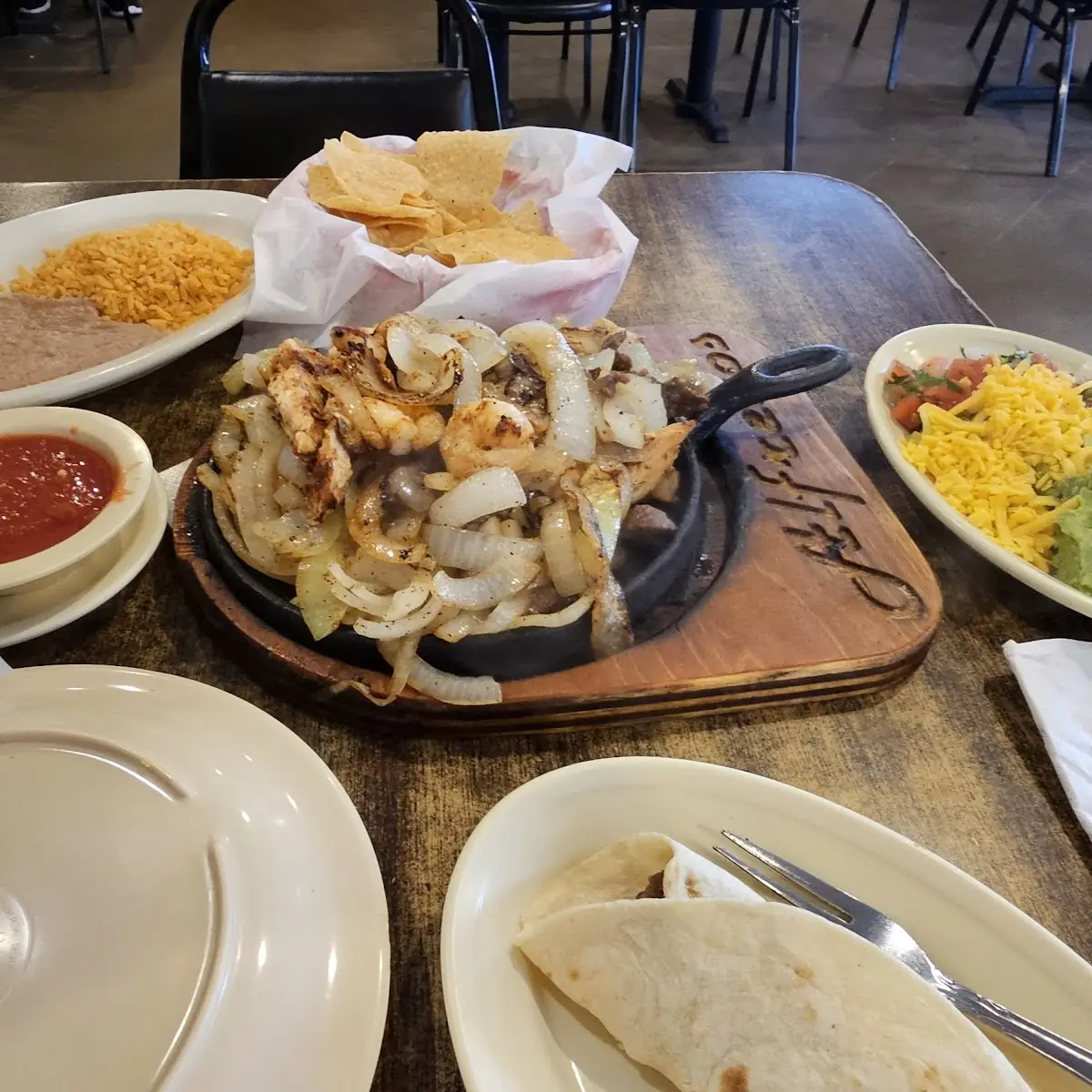 Shrimp Beef and Chicken Fajitas