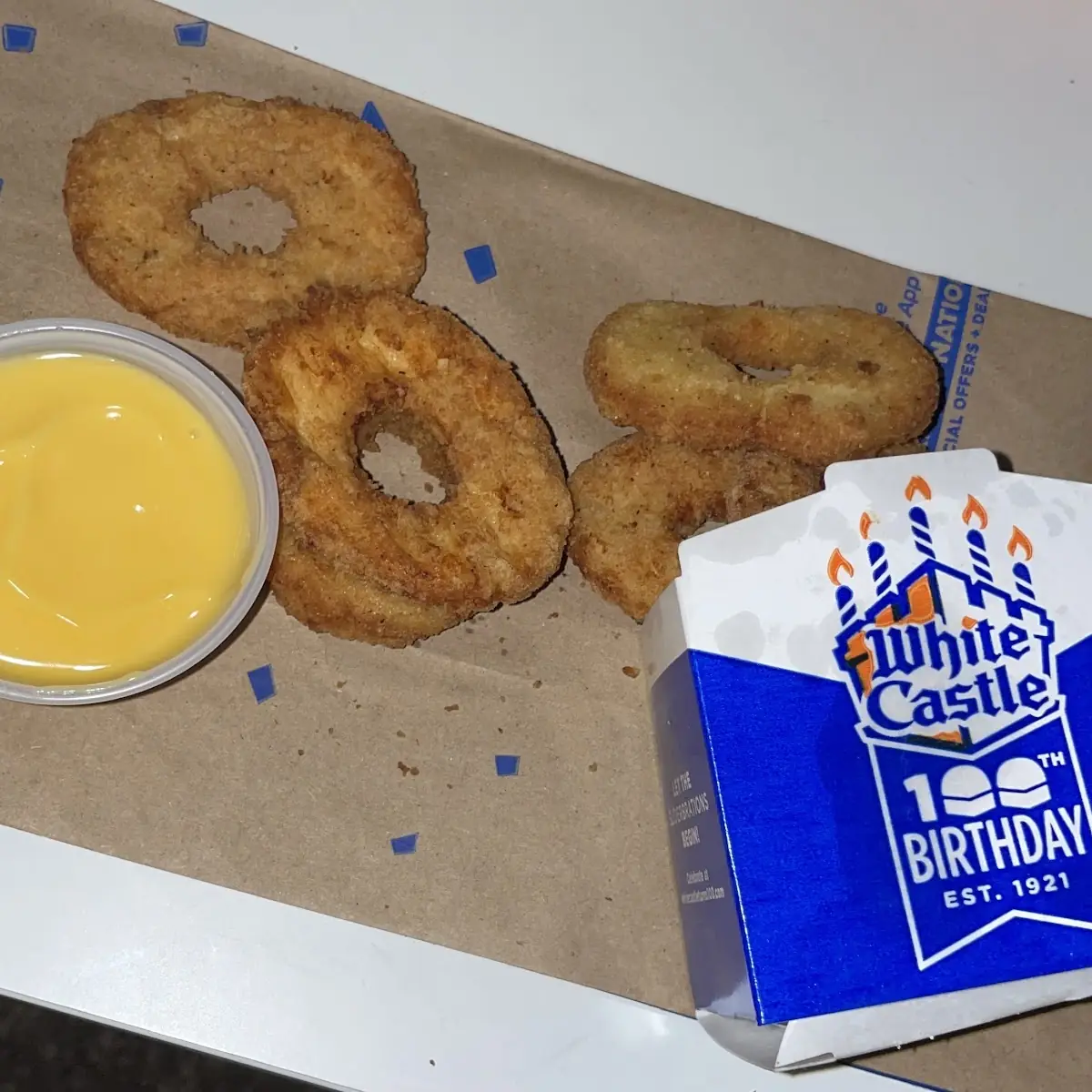 Chicken Rings with Cheese Sauce