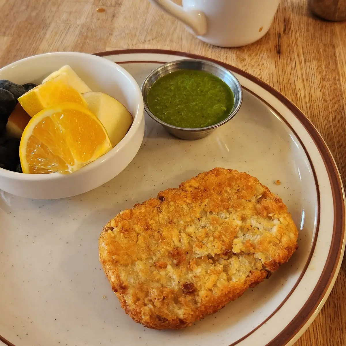 Hashbrown Patty Fresh Fruit & Green Salsa