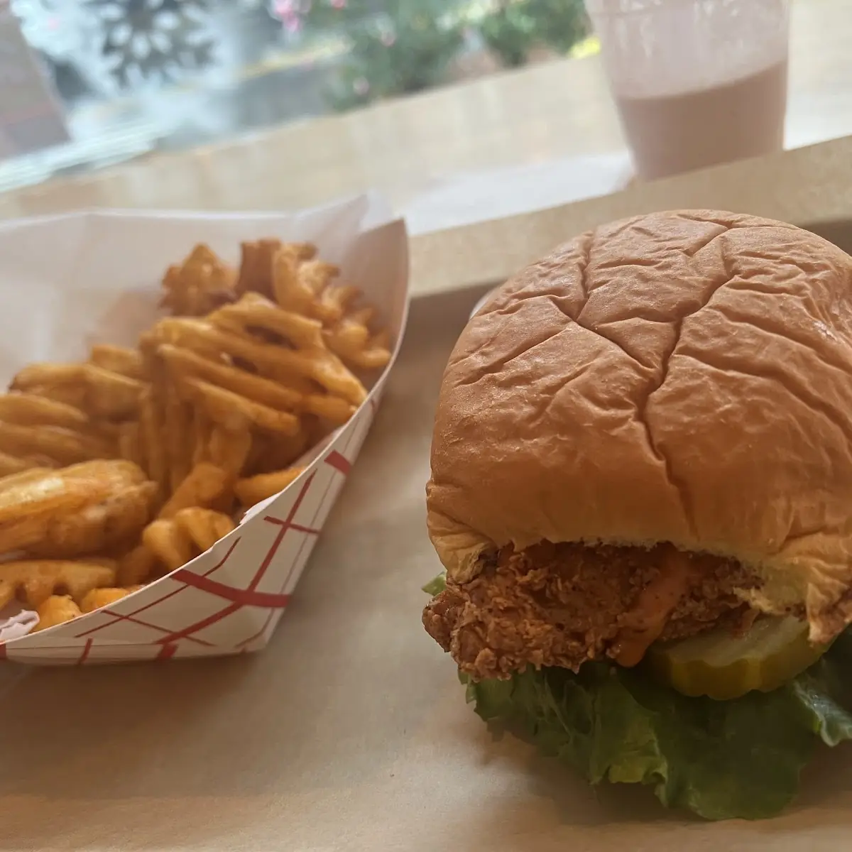 Chicken Crispy Chicken Burger and Fries