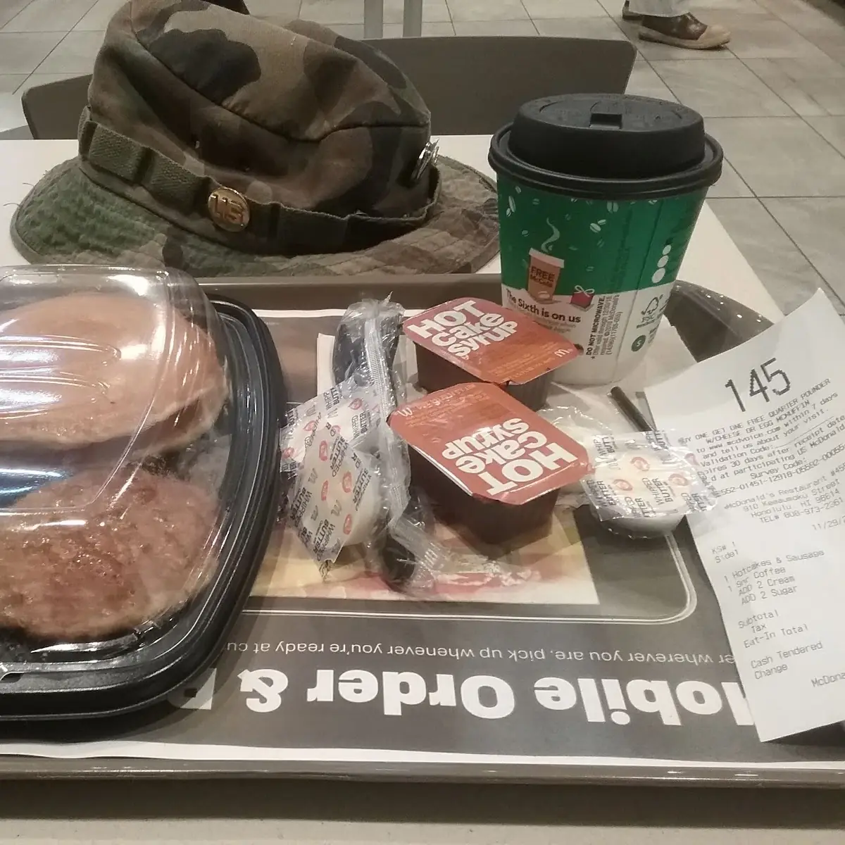 Hot Cakes with Sausage Biscuit