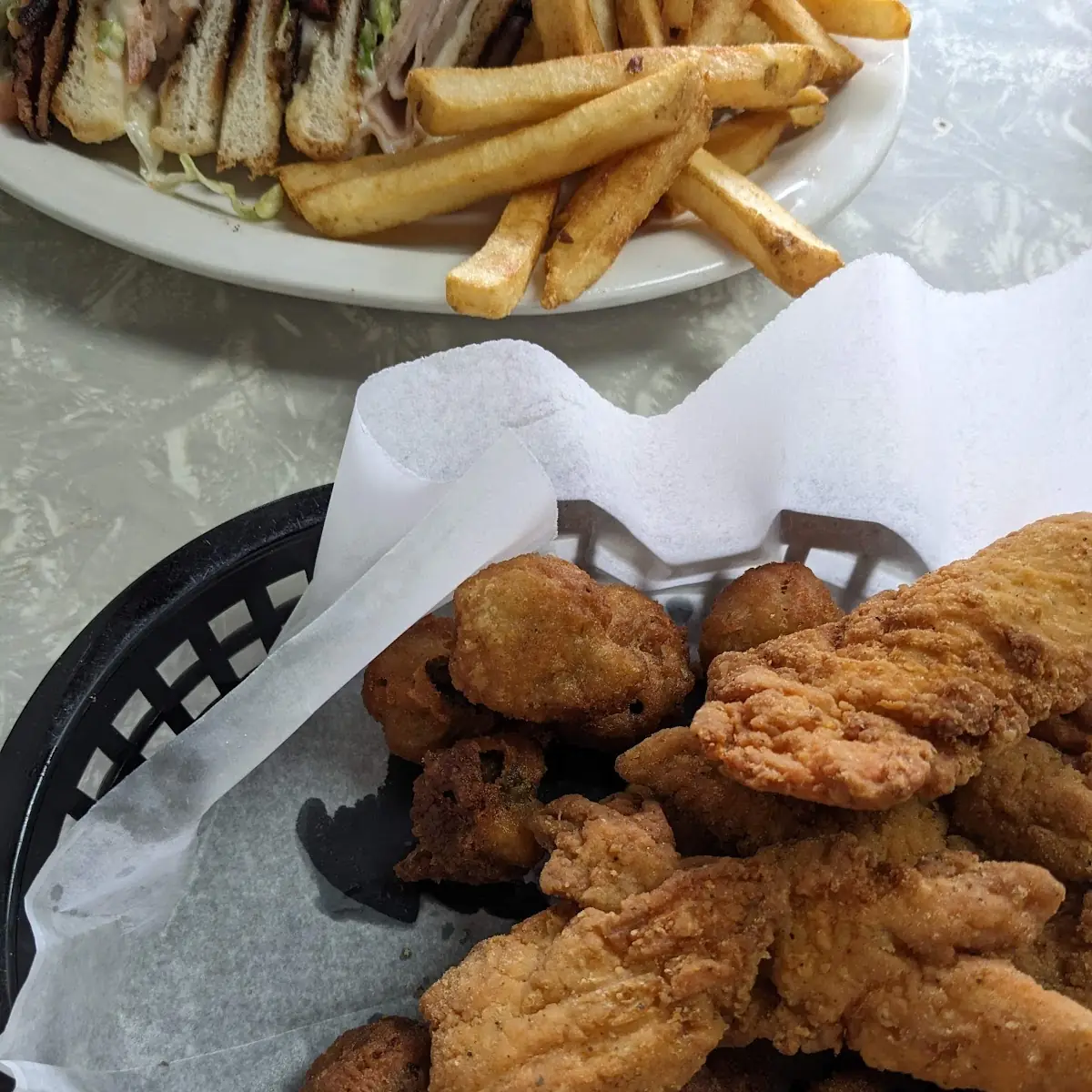 Chicken Tenders with Deep Fried Mushrooms