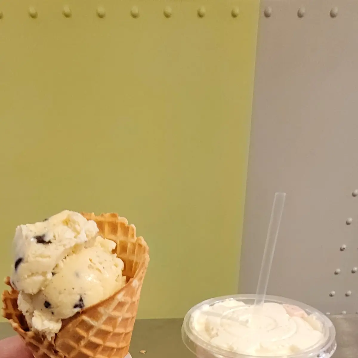 Strawberry Shake Fresh Mint Ice Cream Cone