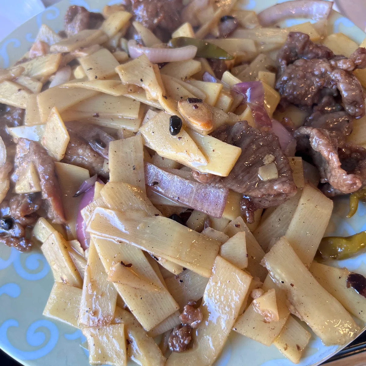 Bamboo Shoots Stir Fried with Beef, Chef Pan restaurant