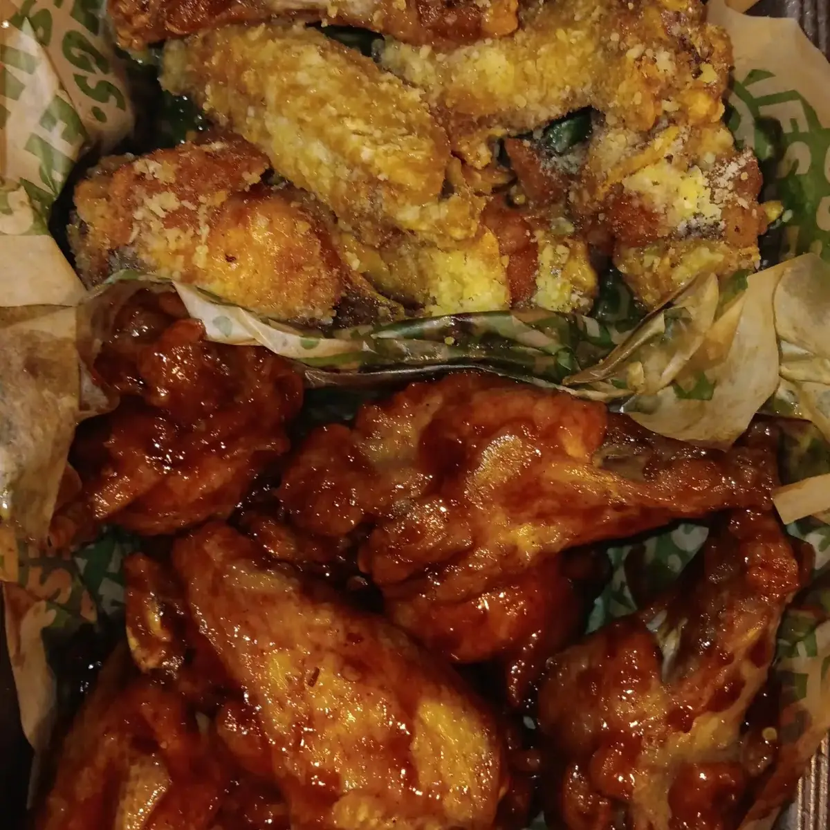 BBQ Wings and Garlic Parmesan Wings