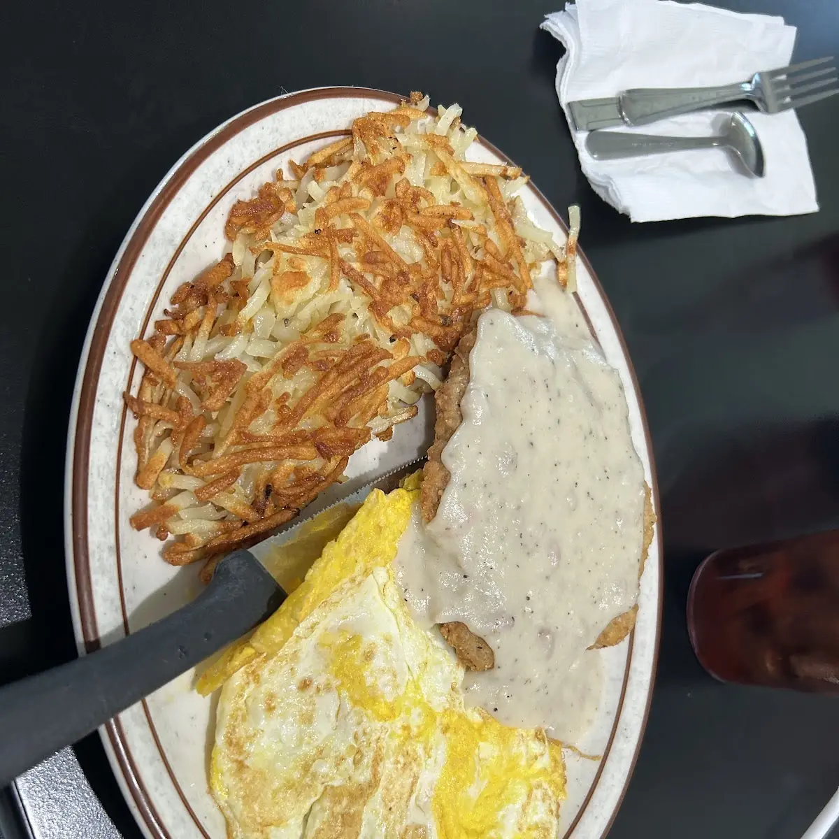 Ham with One Egg Hash Browns & Biscuit