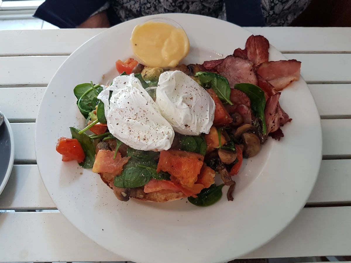 Eggs Benedict with Bacon, Euphoria Espresso (Laverdrive) Robina