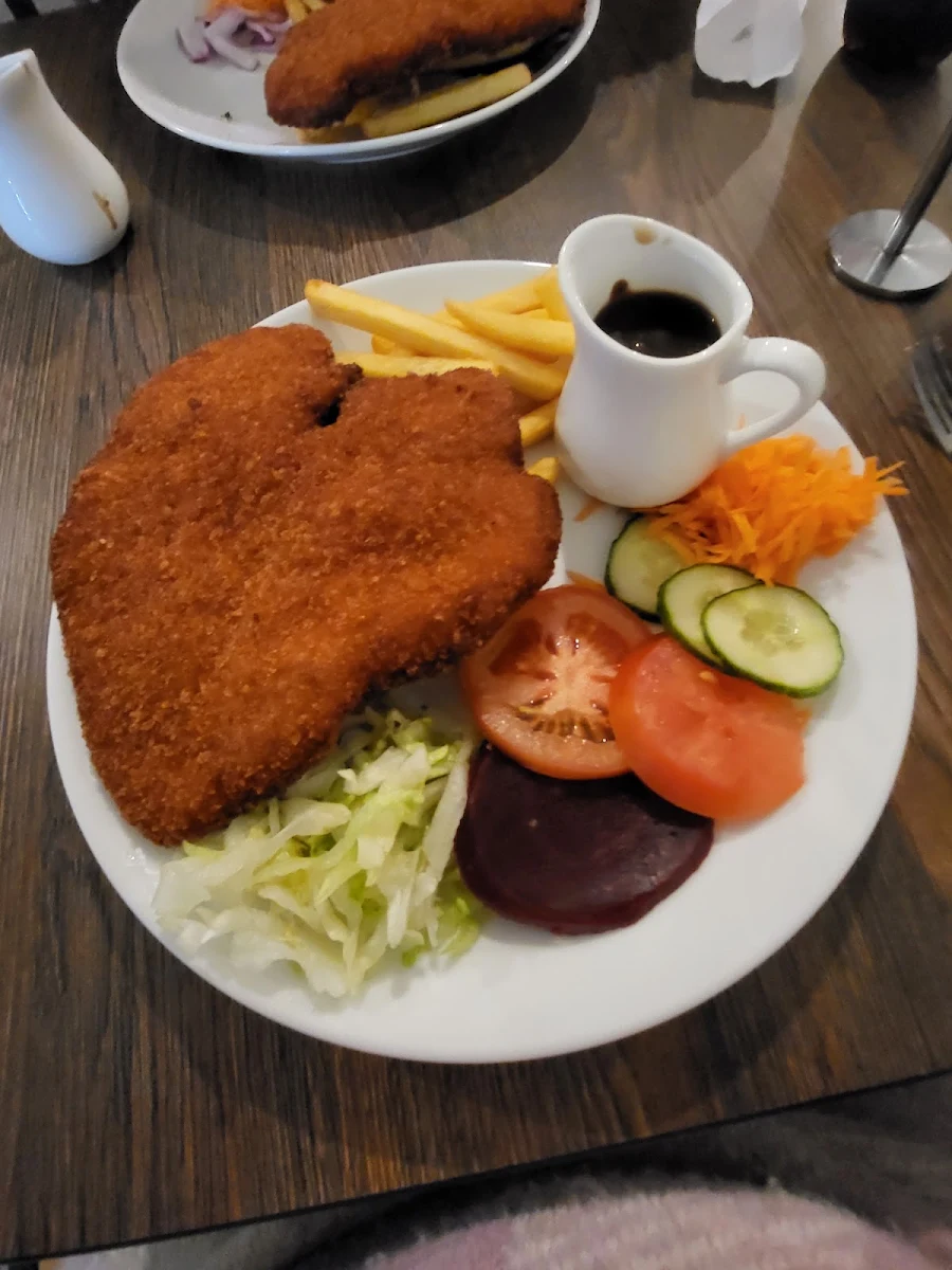 Chicken Schitzel and Salad with Gravy on the Side