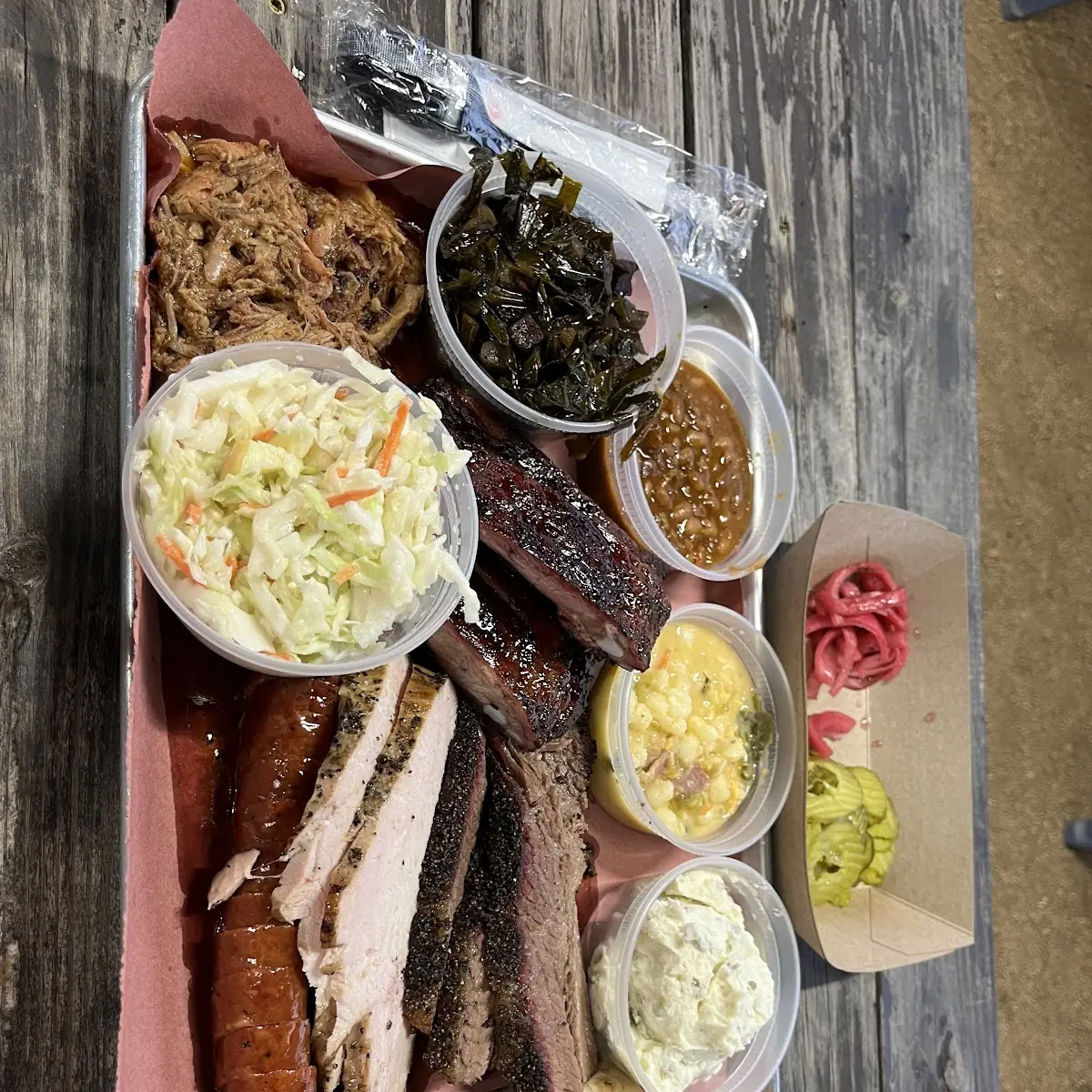 Smoked Brisket Sausage and Sides
