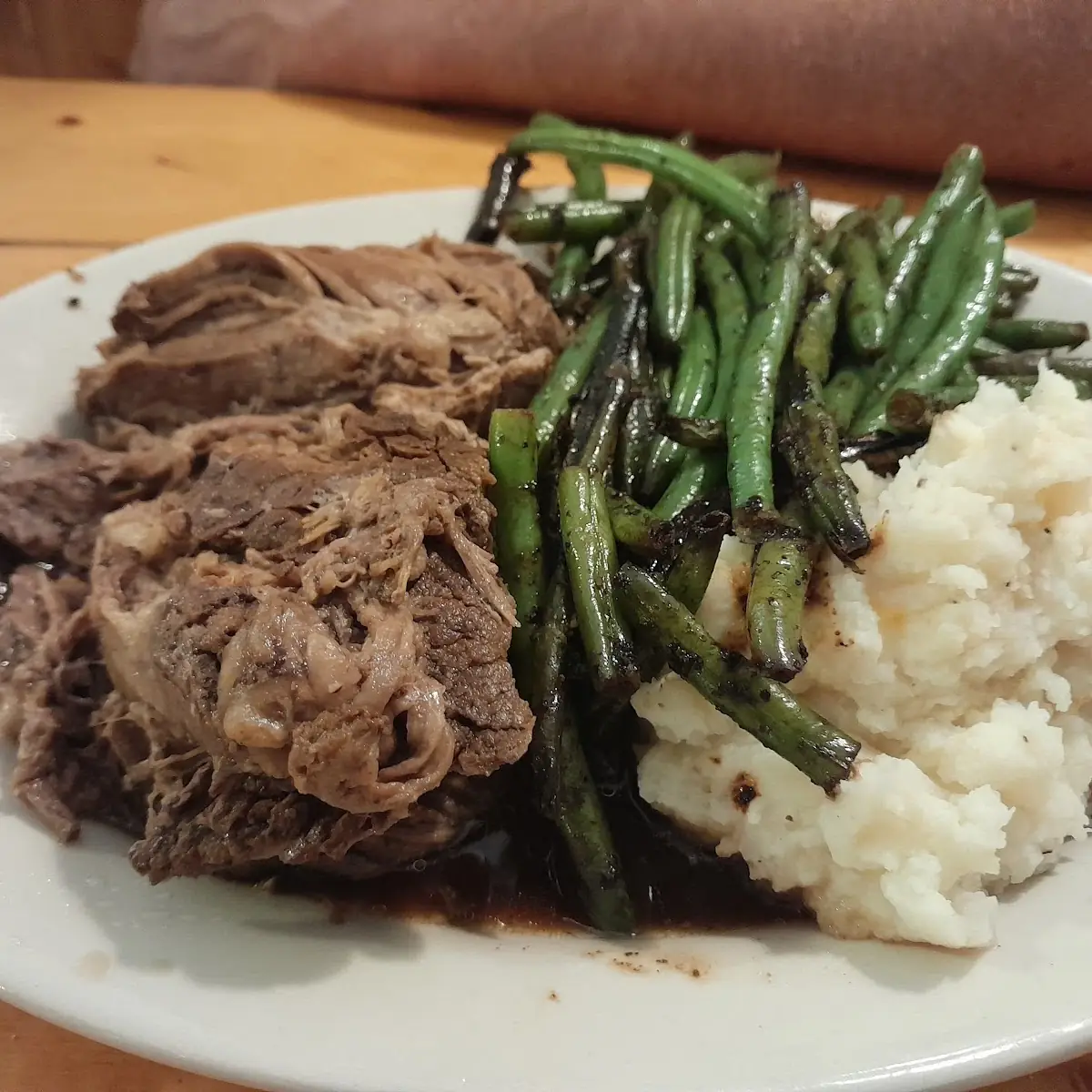 Roast Mashed Potatoes and Grilled Green Beans