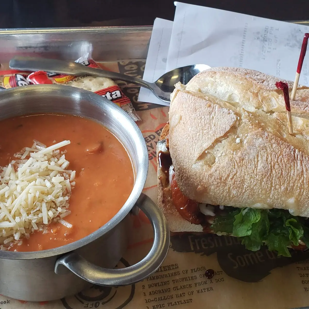 Tomato Basil Soup and Sandwich