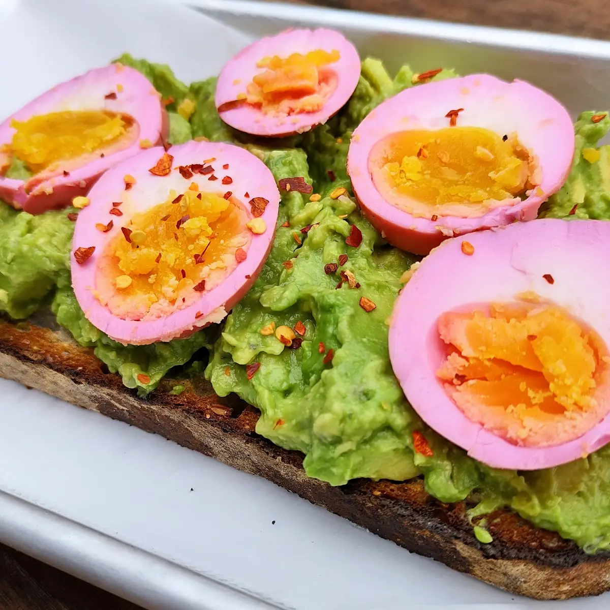 Avocado Toast with Beet Pickled Eggs