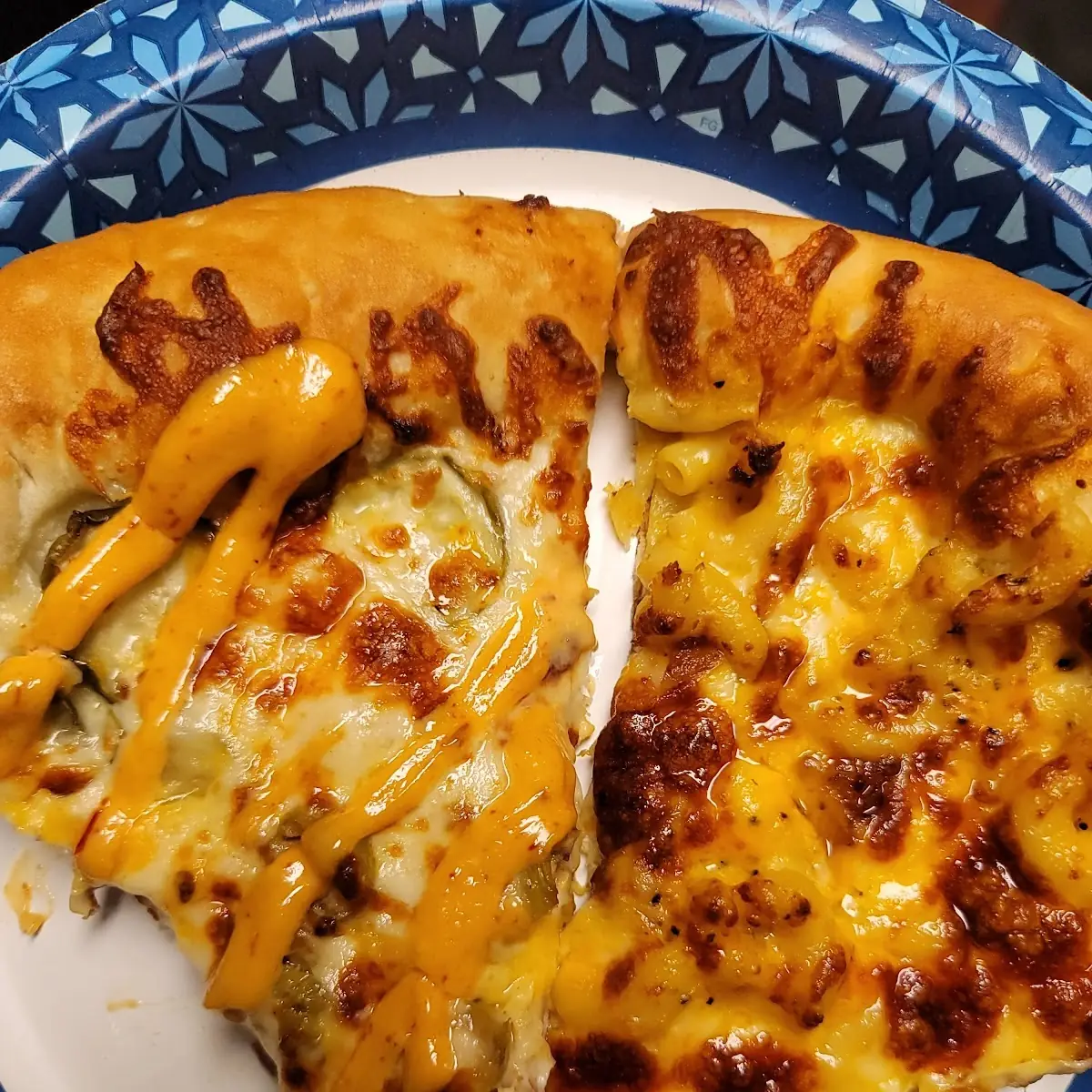 Mac N Cheese Slice and Dill Pickle Slice