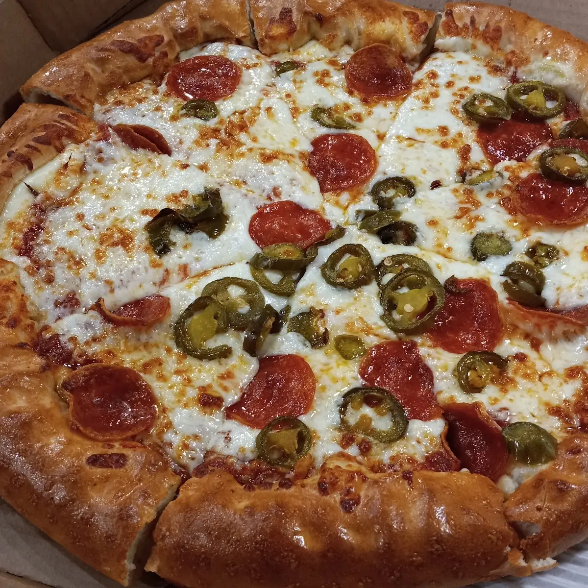 Pepperoni and Jalapeno Stuffed Crust Pizza