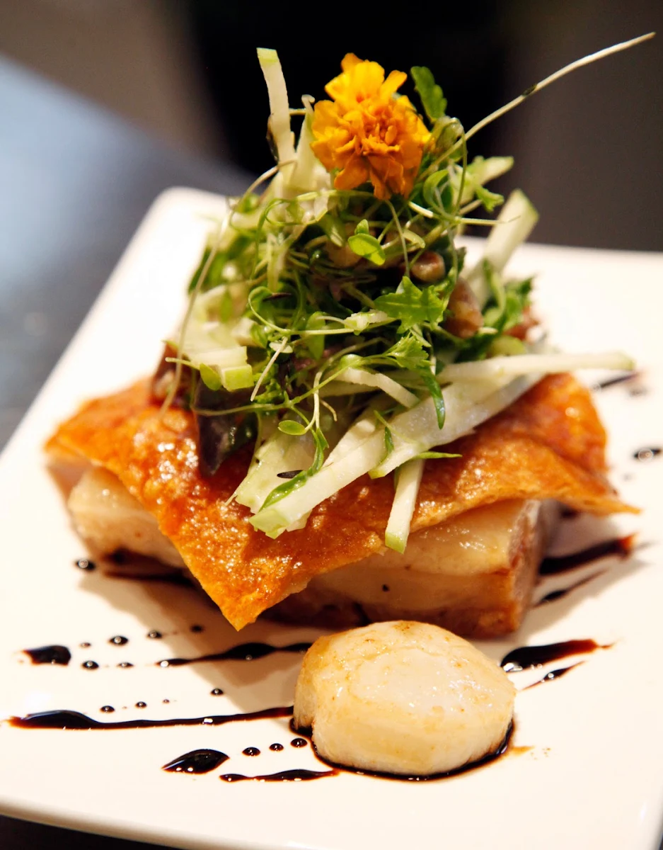 Pork Belly with Scallops, The Bridge Hotel Bendigo
