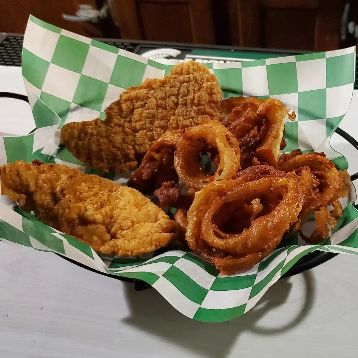 Chicken Tenders and Onion Ring Basket