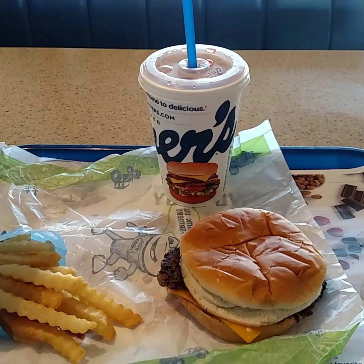 Kids Cheeseburger Fries and Soda