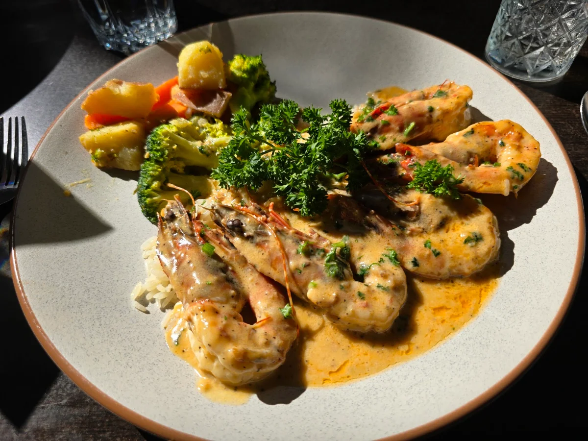King Prawns Cognac Garlic Cream, Georges On Sorrento