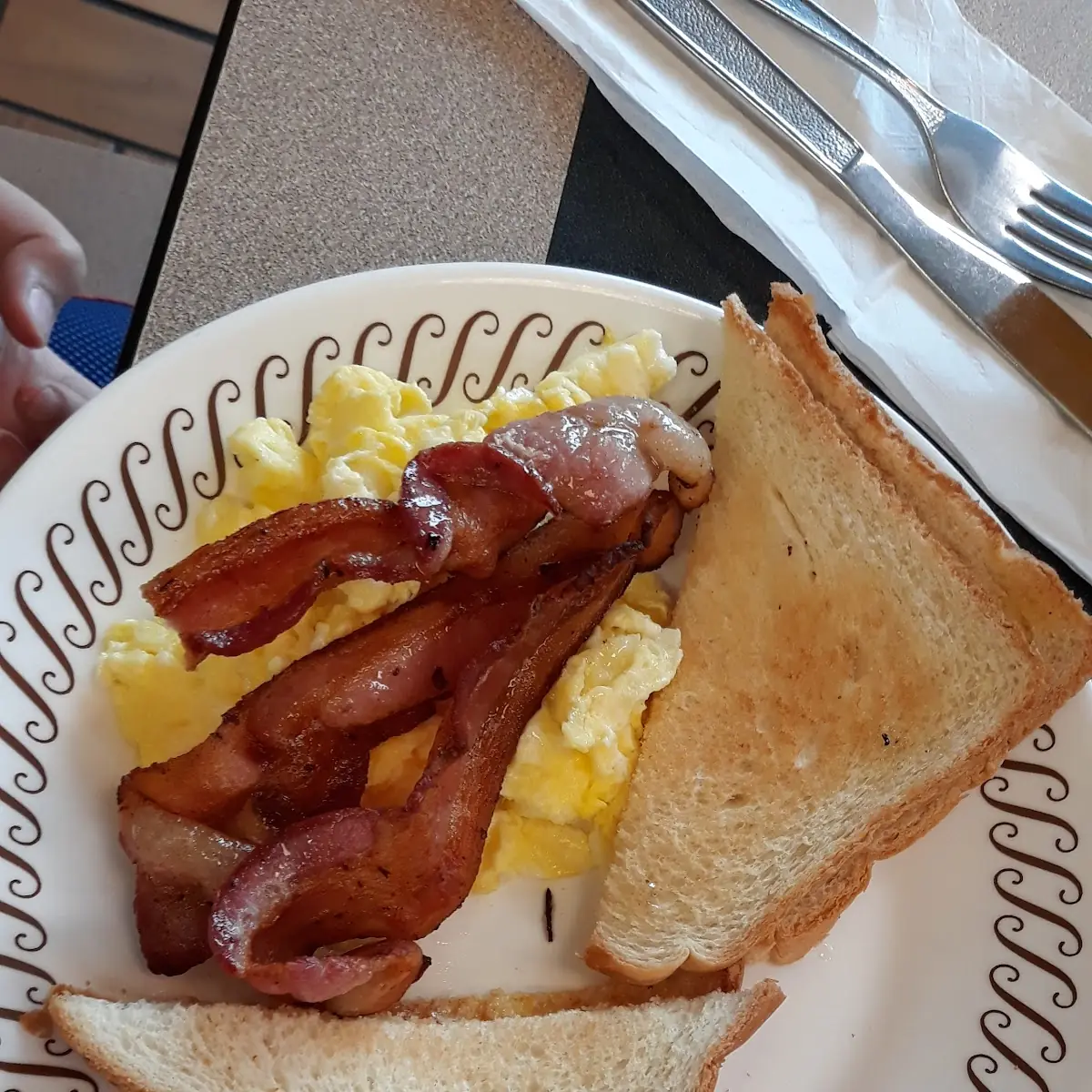 Scrambled Eggs Toasted and Bacon