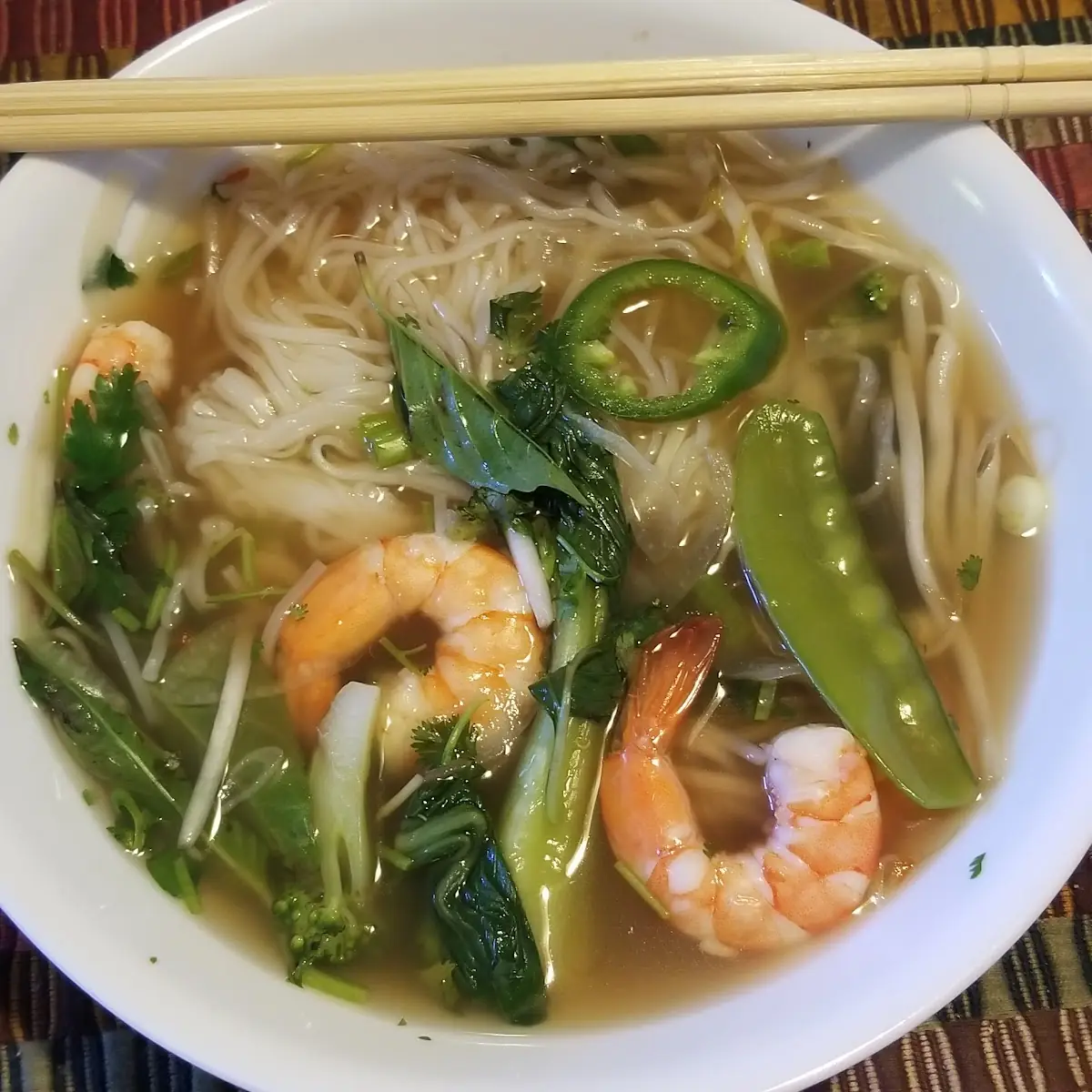 Shrimp Pho with Added Vegetables