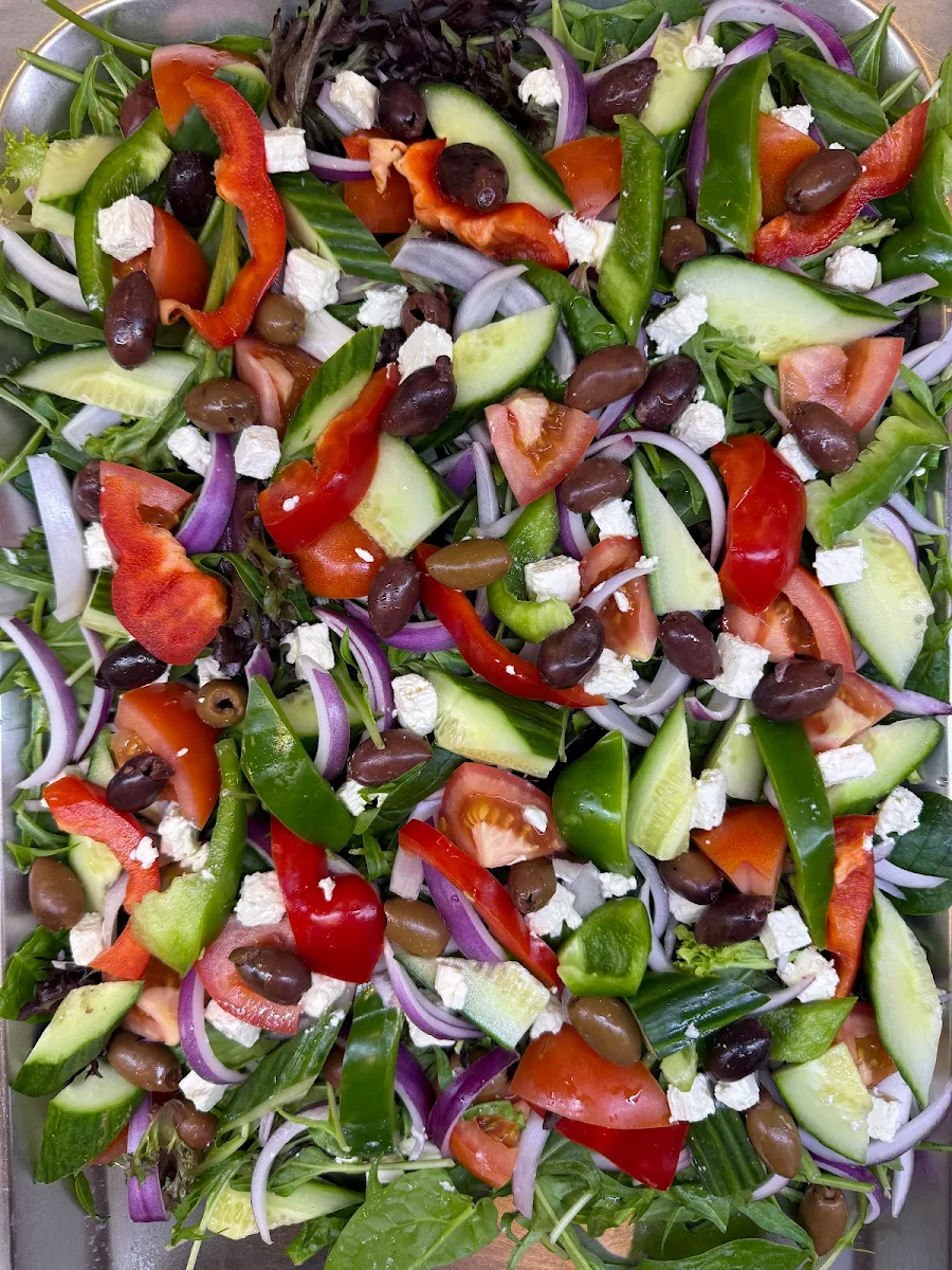 Greek Salad, Boronia Chicken on Flames