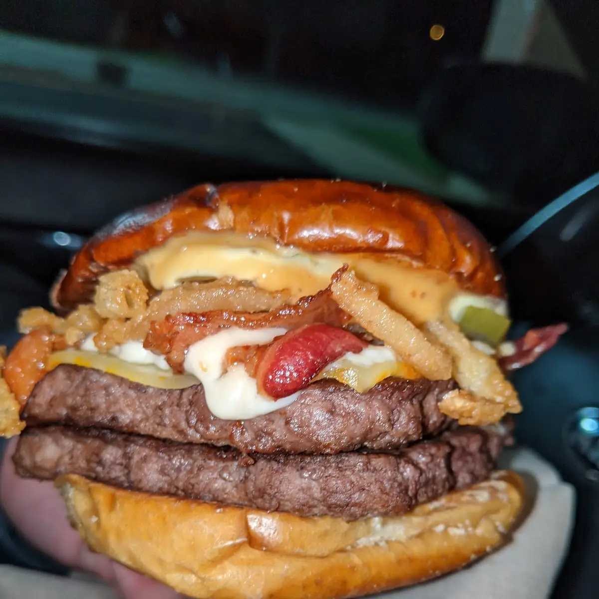 Pretzel Bacon Pub Double Cheeseburger