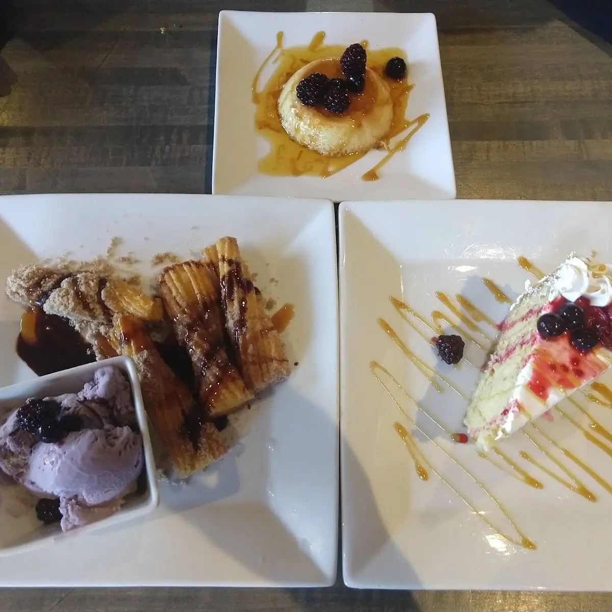 Churros Flan Strawberry Cheesecake