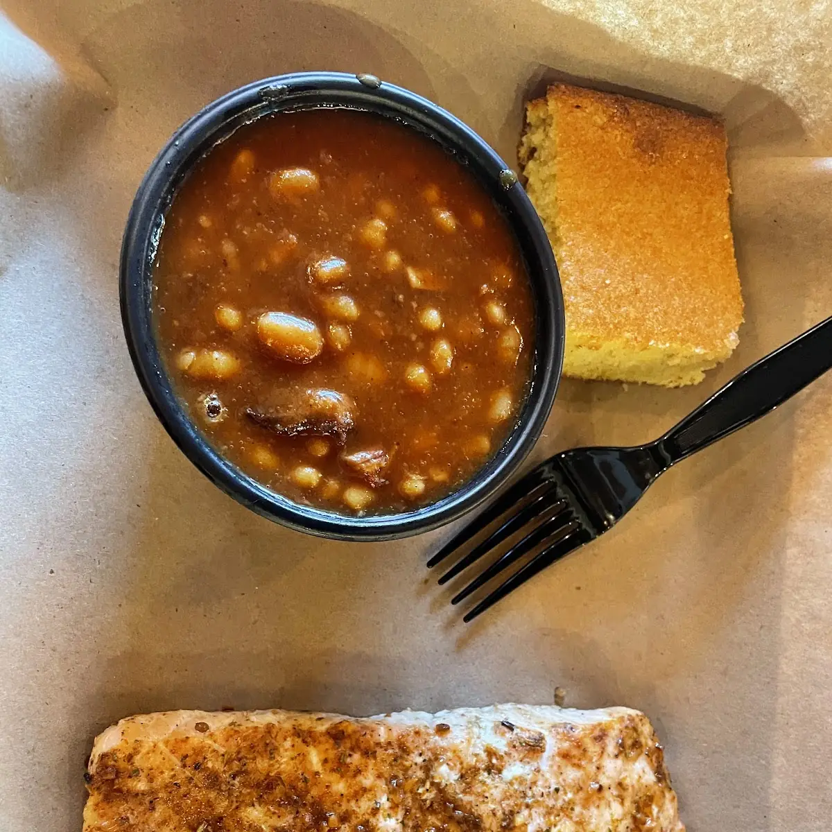 Salmon Baked Beans and Cornbread