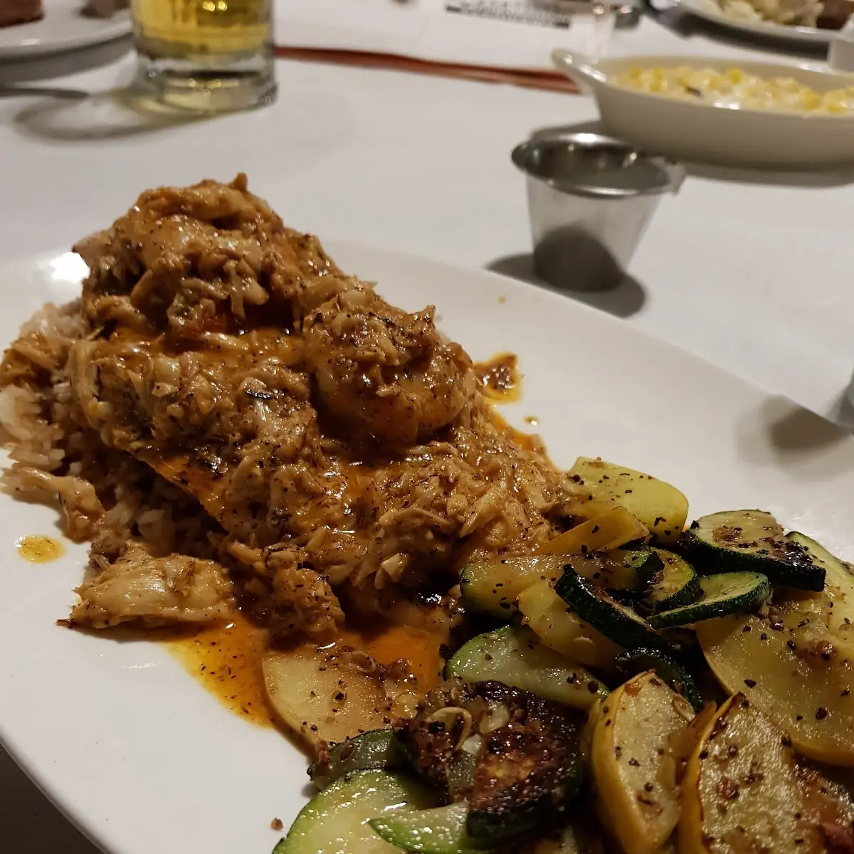 Red Fish Special with Shrimp and Roasted Vegetables