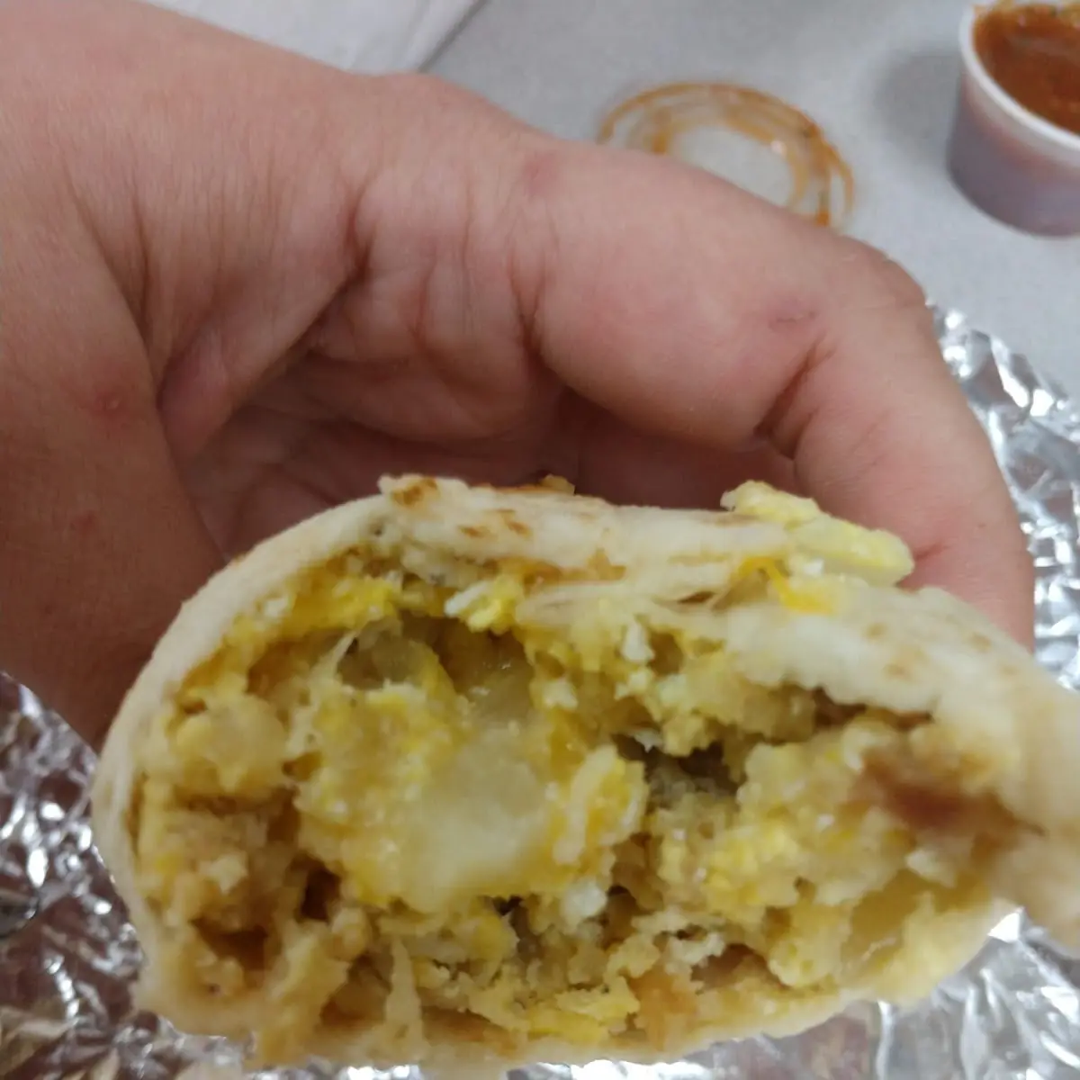 Egg Cheese Potato and Onion Burrito