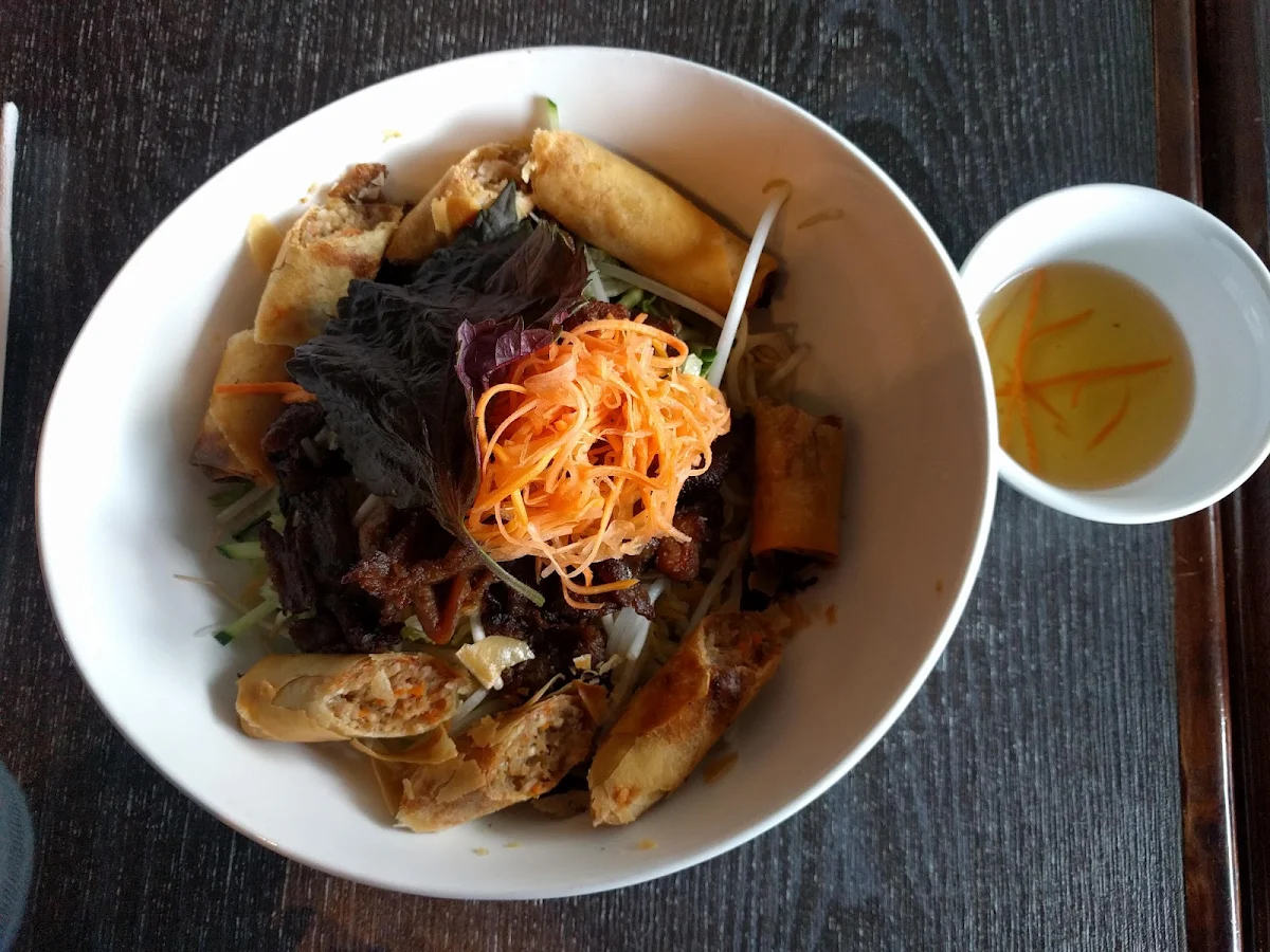 Grilled Pork & Spring Rolls on Vermicelli
