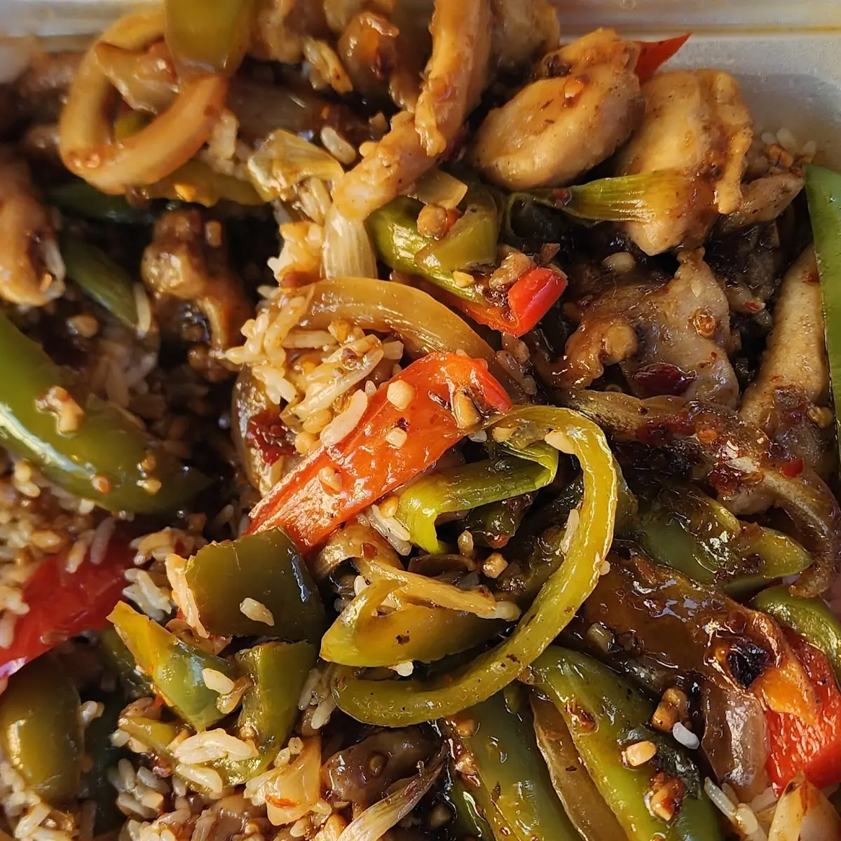 Mongolian Chicken over Steamed Rice