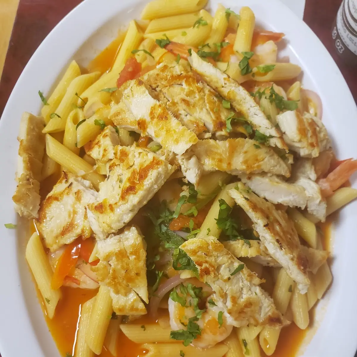 Penny Pasta with Shrimp and Grill Chicken