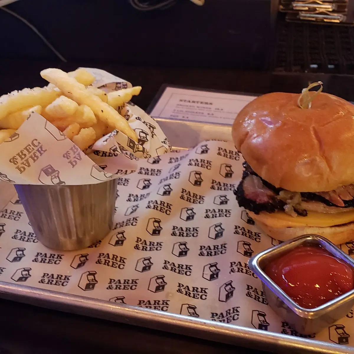 Brisket Sandwich and Fries