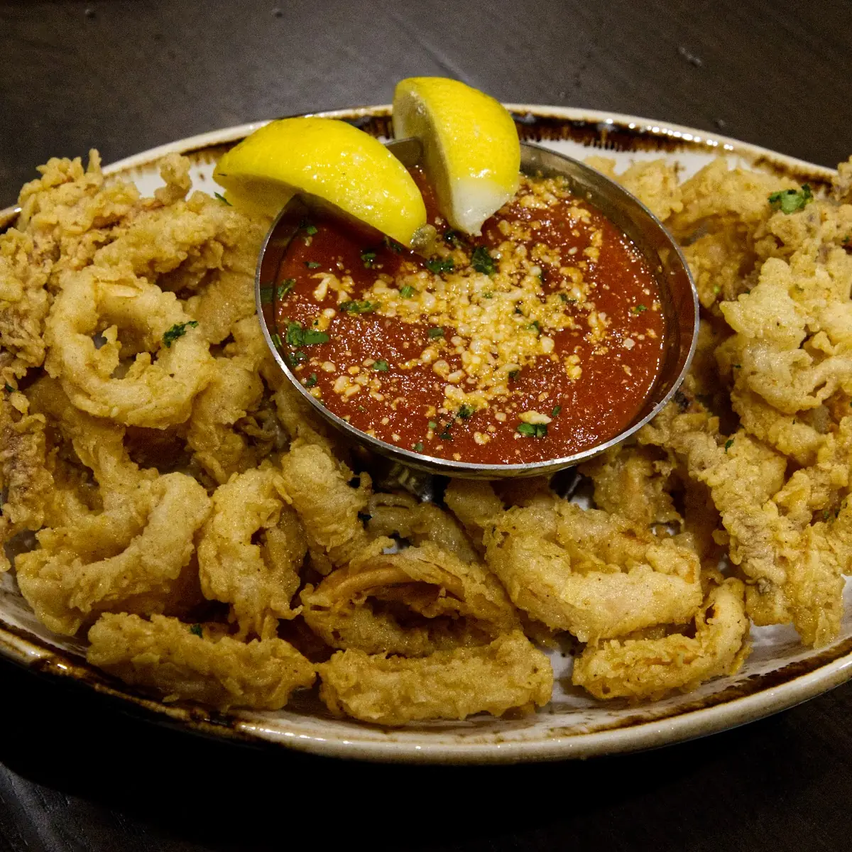 Lightly Breaded Fried Calamari with Fresh