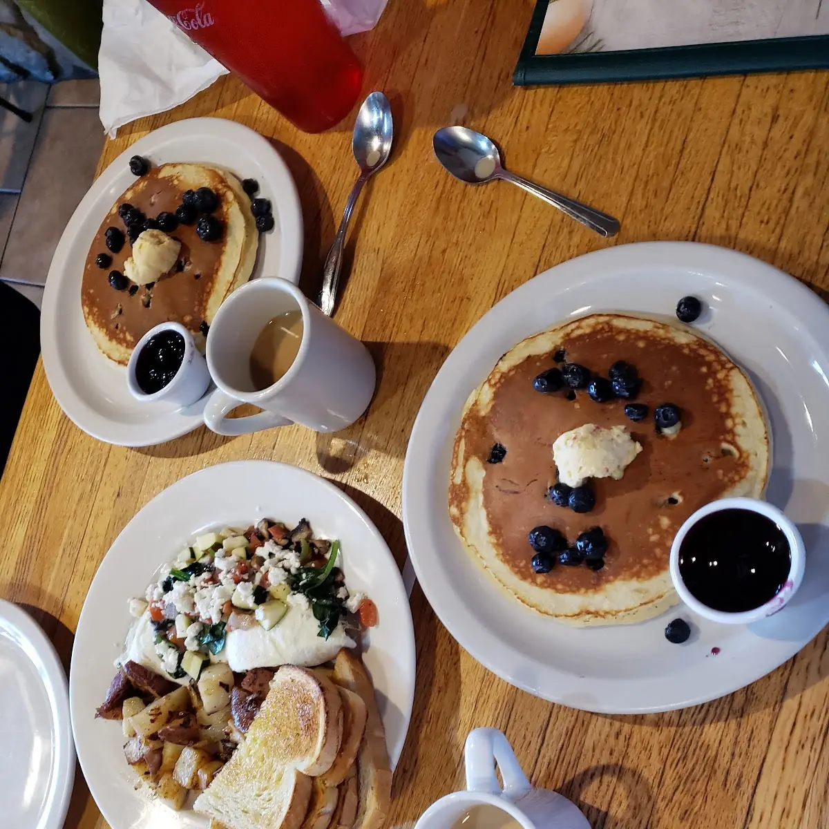 Feta Spinach Omelette- Blueberry Pancakes