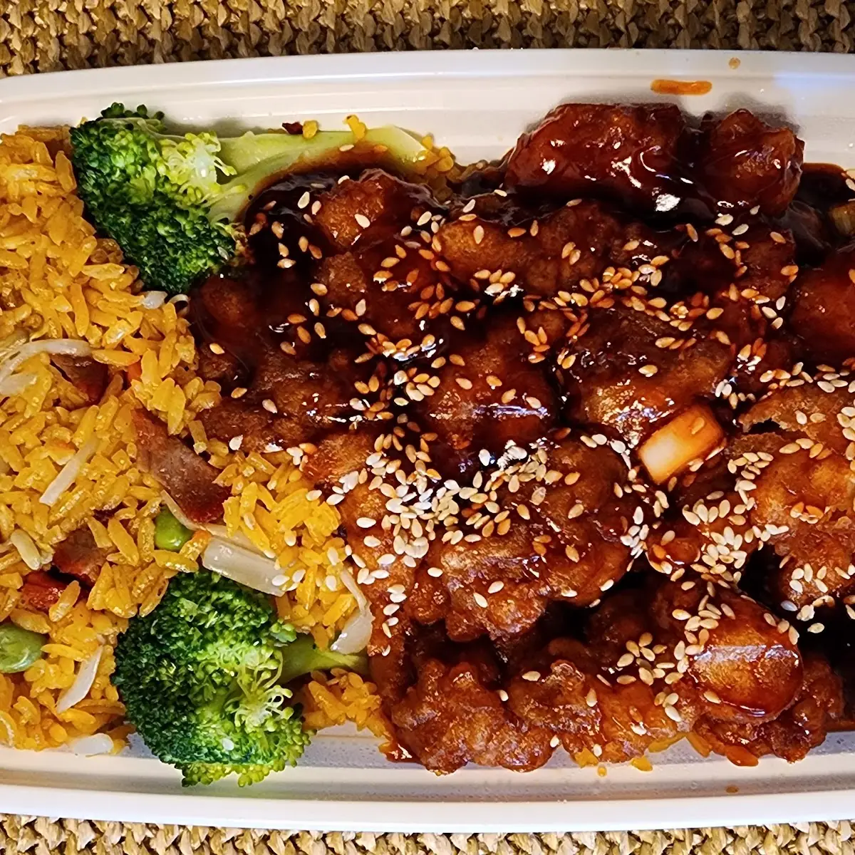 Sesame Chicken with Pork Fried Rice