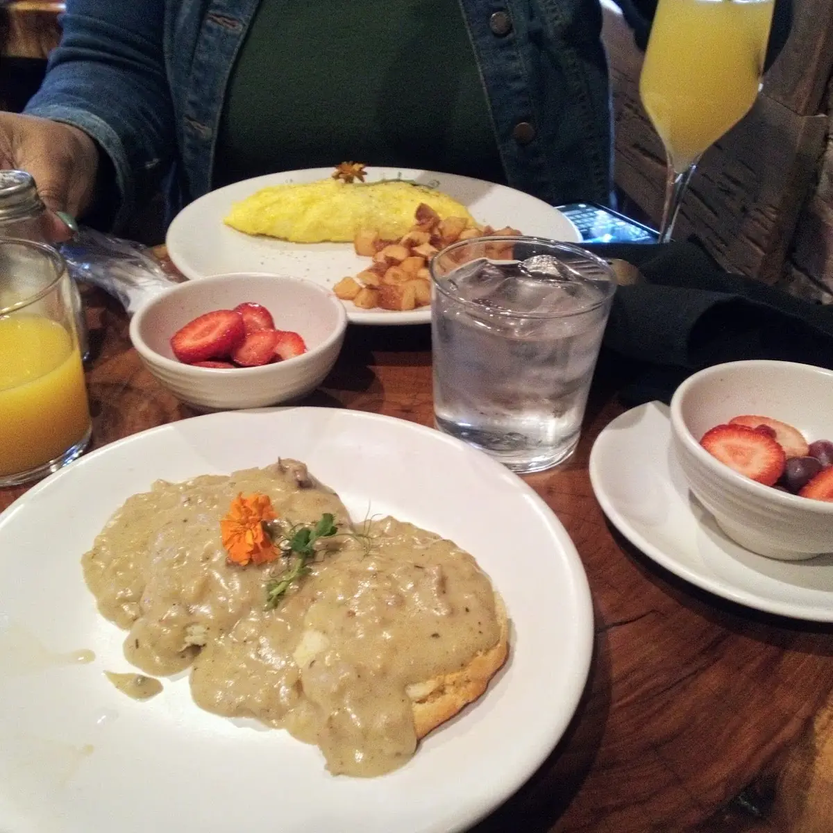 Biscuits and Gravy with Fresh Fruit