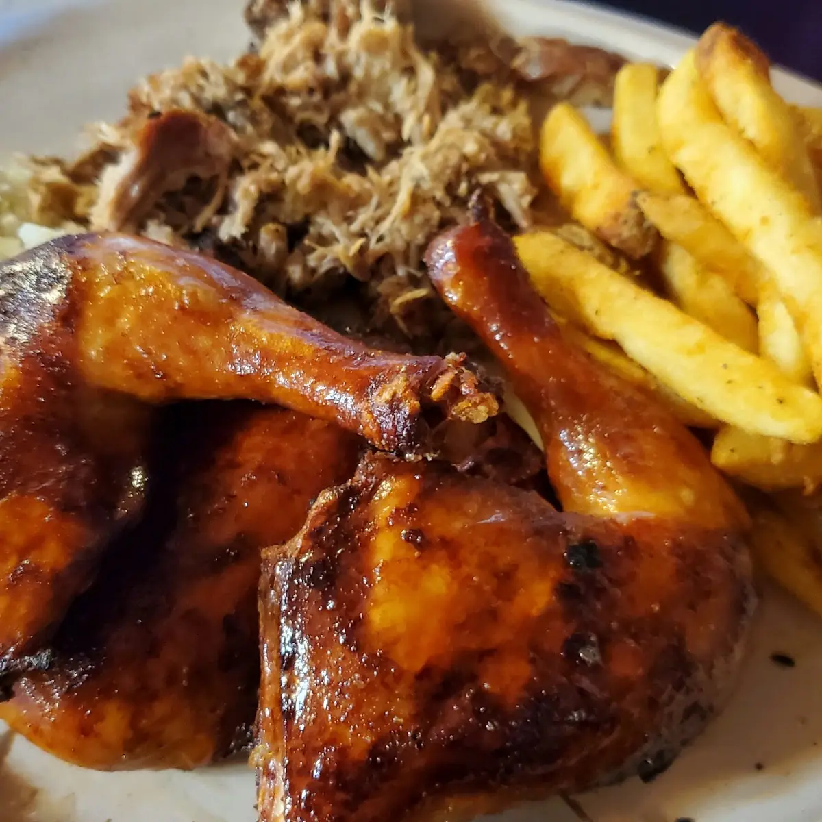 BBQ Plate Chicken and Pulled Pork