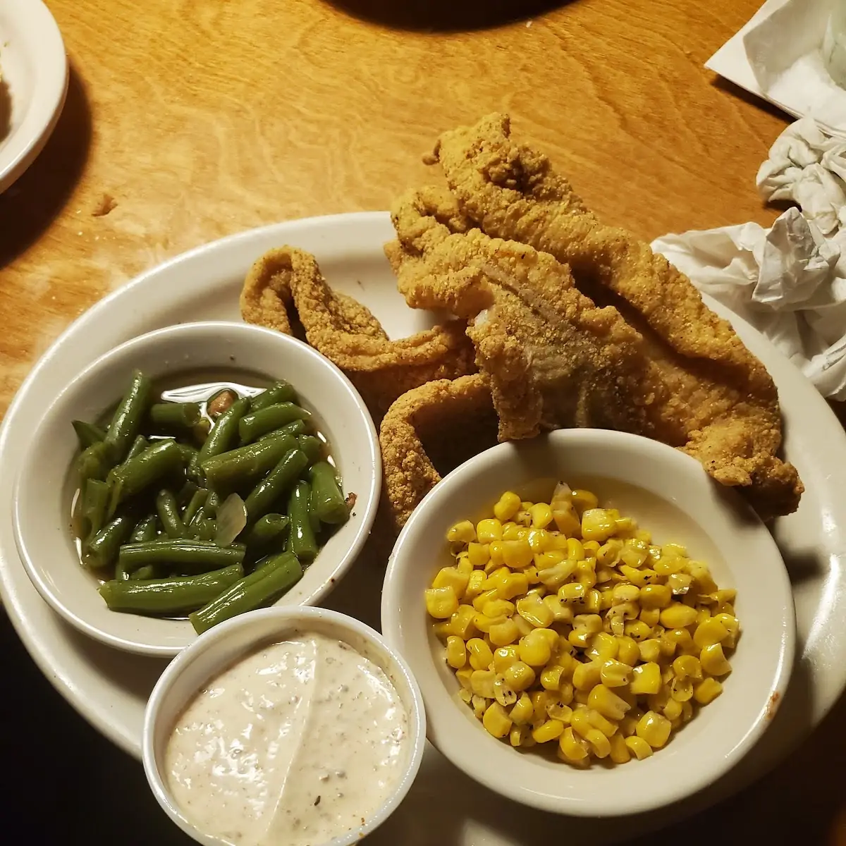 Buttered Corn House Salad Steak Fries