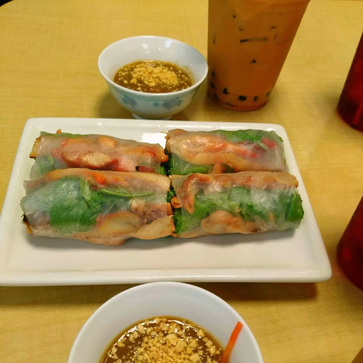 BBQ Chicken Spring Roll Peanut Sauce