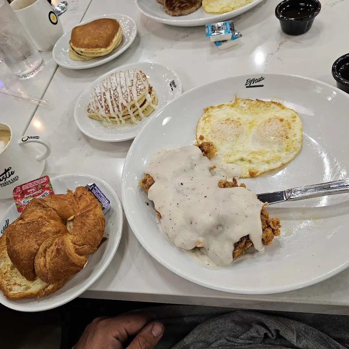Eggs Bacon Sausage Biscuits and Gravy