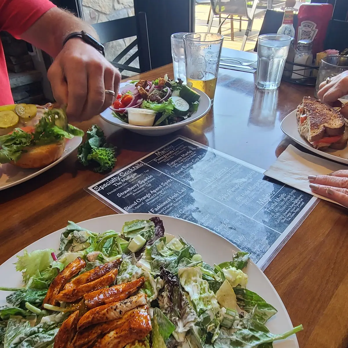 Tuna Melt Burger & Grilled Chicken Salad