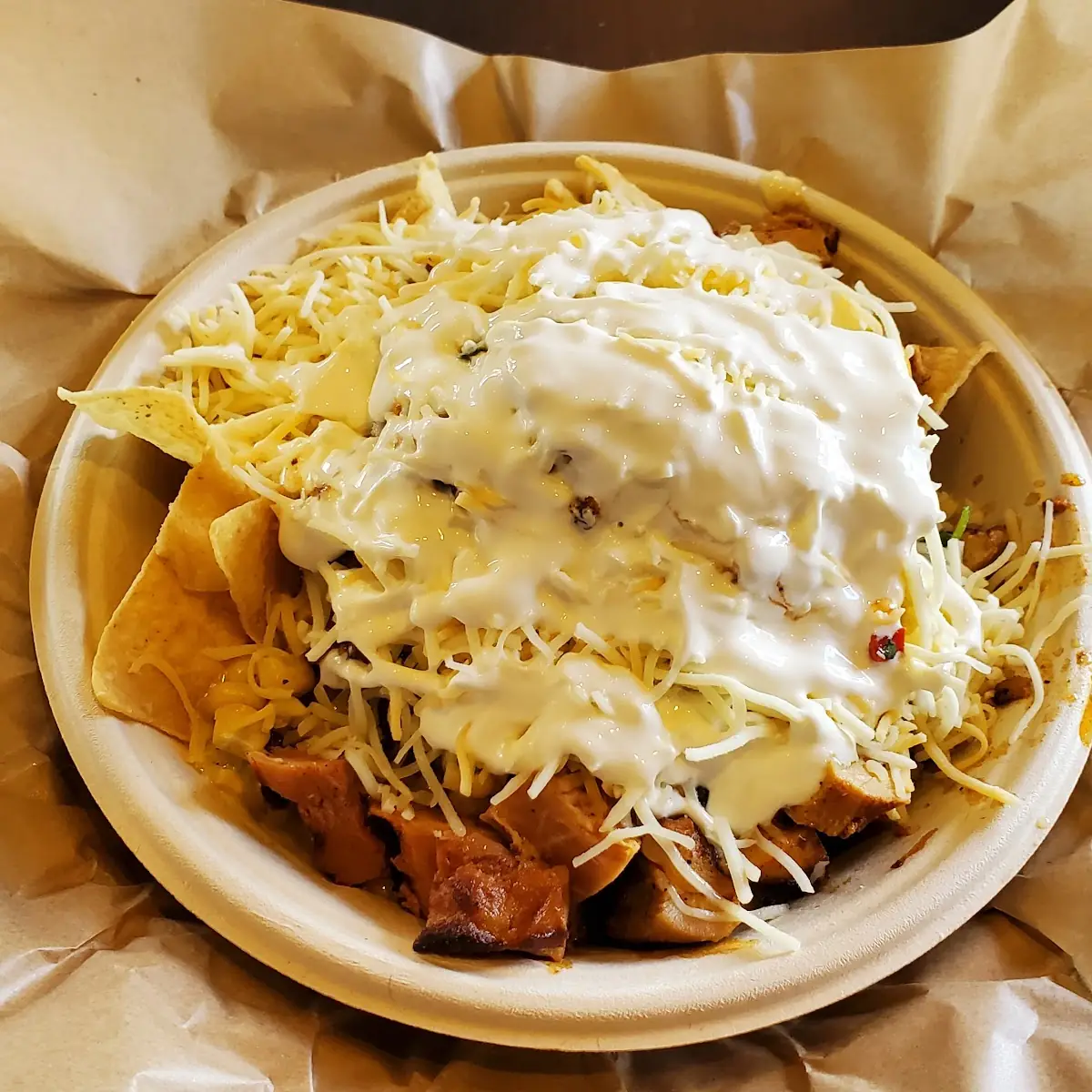 3 Cheese Queso Nachos with Chicken Nachos