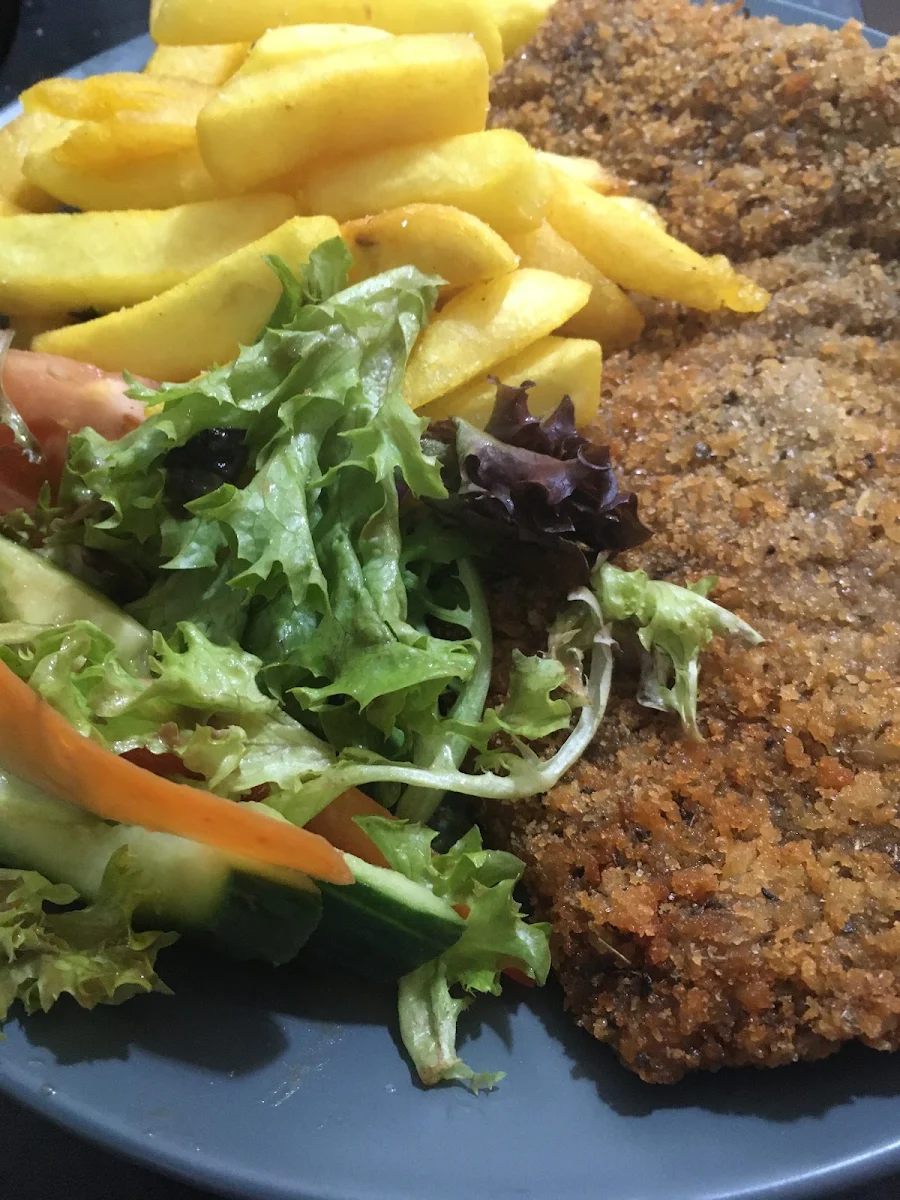 Beef Schnitzel Chips and Salad, Regency Tavern