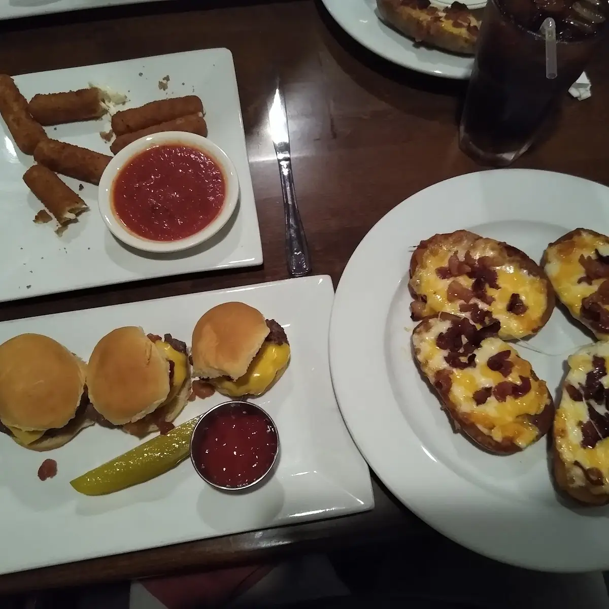 Potato Skins Burger Sliders Mozzarella Sticks