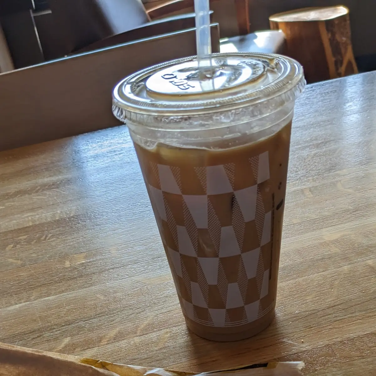 Everything Bagel with Cream Cheese and a Iced Caramel Macchiato