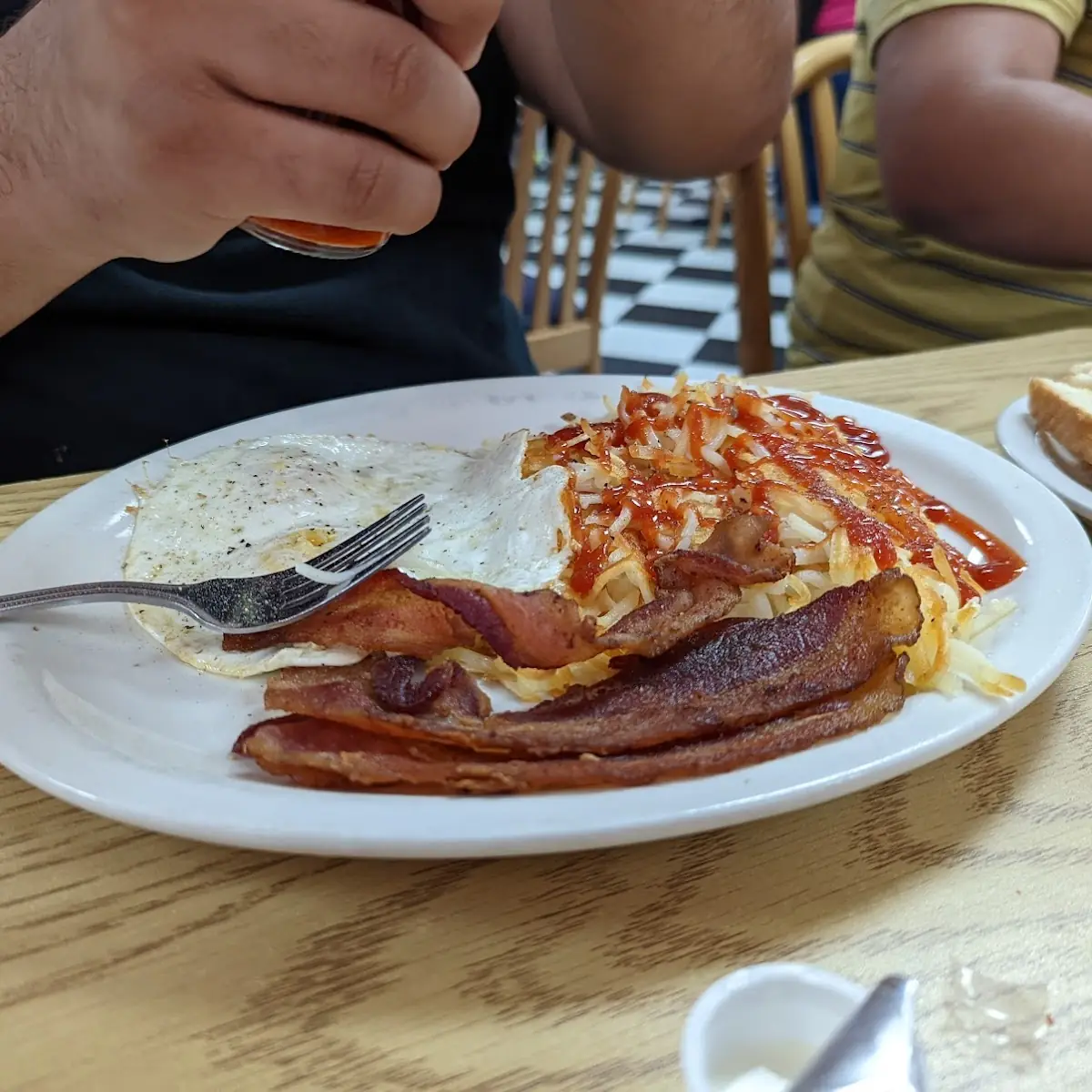 Scrambled Eggs Bacon and Sausage
