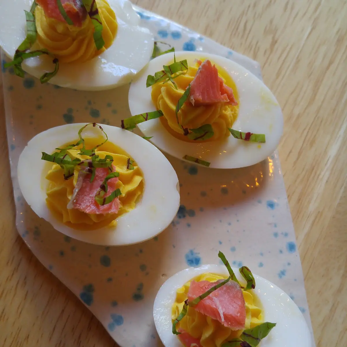 Deviled Pickled Eggs with Smoked Salmon